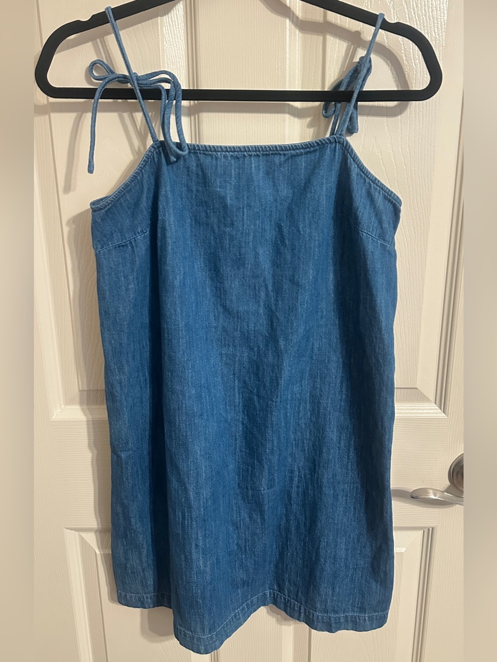 Old Navy Blue Washed Resort Denim Tie-Shoulder Cotton Mini Dress, Sz S, NWOT